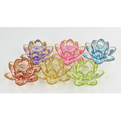 Ozdobený křišťálový květ lotos 10cm-barevný