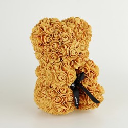 Medvídek z růží - Zlatý 25 cm