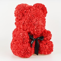 Medvídek z růží - červený 35 cm