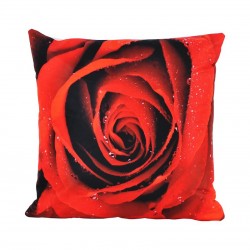 Povlak na polštář s motivem červená růže 45x45cm (sada 4 kusů)