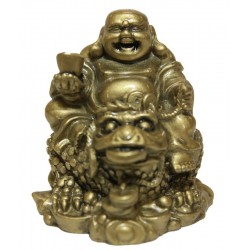 Feng Sui - Soška Buddha s ingotem na žábě hojnosti